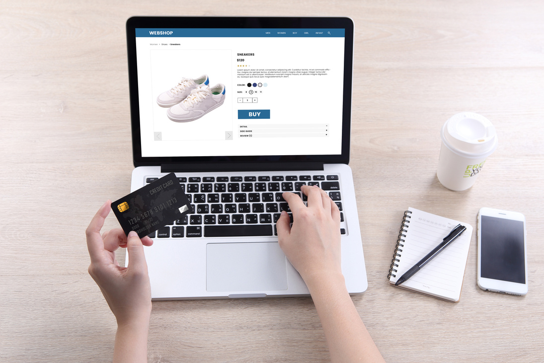 Person Use Shop Online and Use Credit Card Payment